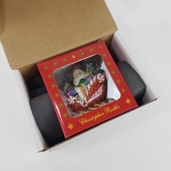 Vintage Christopher Radko Candy Ride Santa II Christmas Ornament New In Box 2002 - Picture 8 of 9